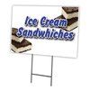 Signmission Ice Cream Sandwiches Yard Sign & Stake outdoor plastic coroplast window, C-1216 Ice Cream Sandwiches C-1216 Ice Cream Sandwiches